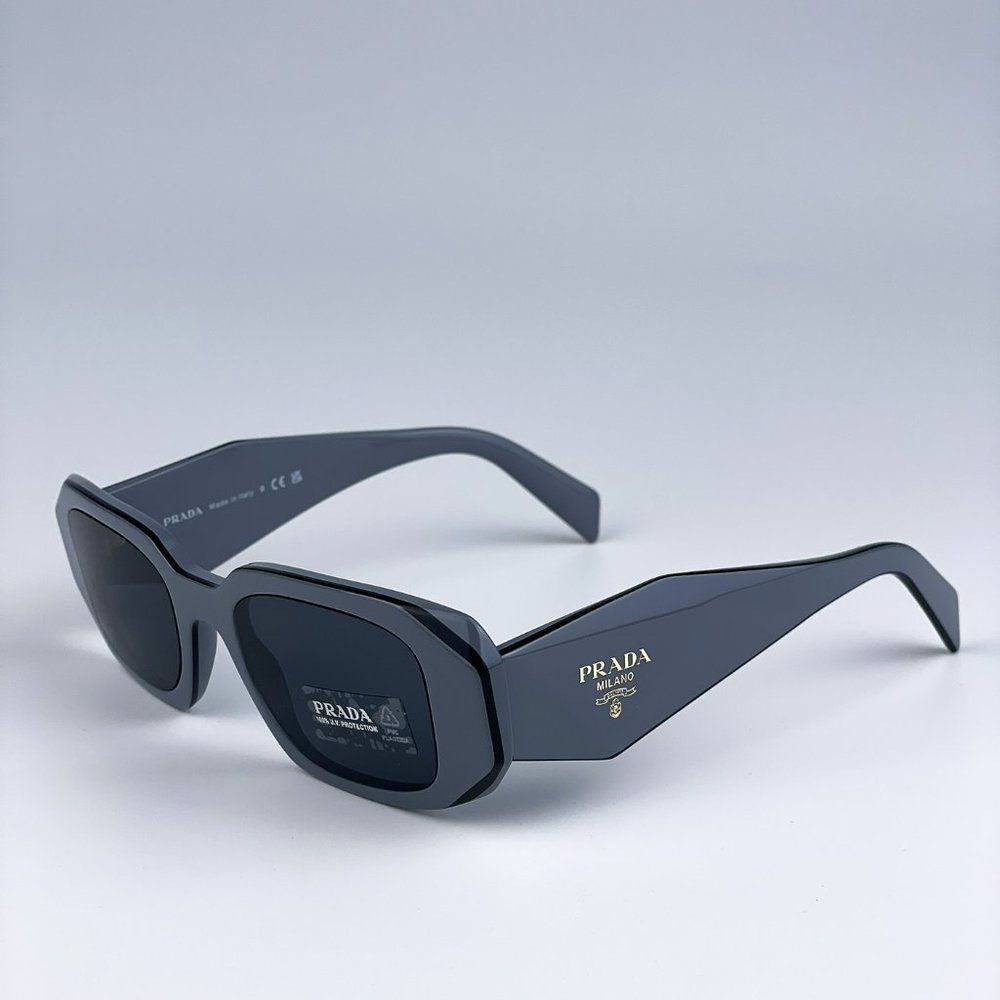 Prada PR17WS 11N09T Sunglasses Marble Gray Graphite Black Rectangle Unisex - Picture 8 of 14